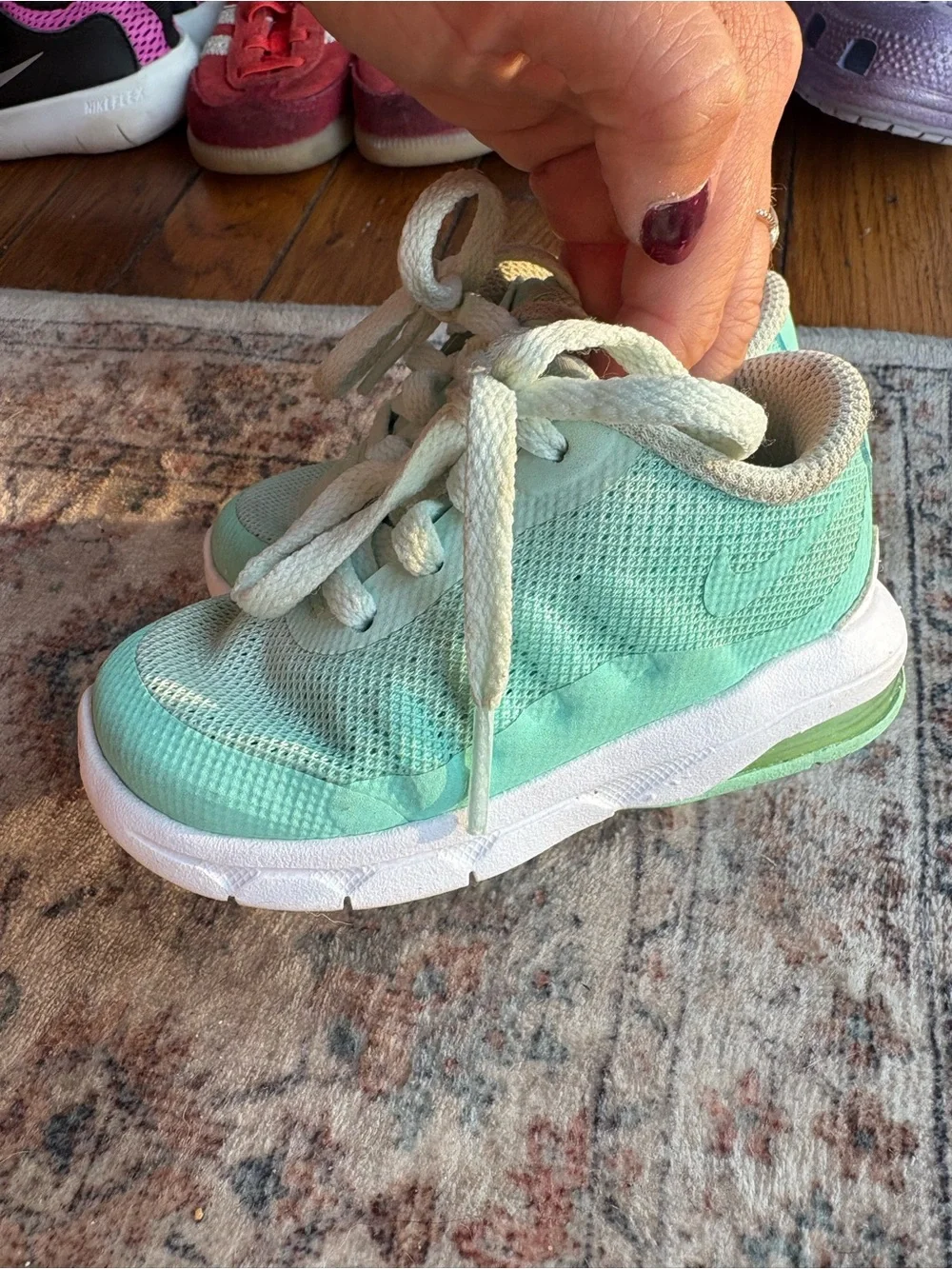 5C Toddler Nike Air Kids Mint Green Mesh Lace Up Sneakers